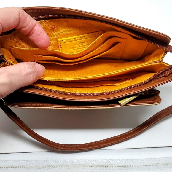 Jeon Los Angeles Genuine Leather Brown Clutch Sachel Handbag Palm Tree Purse - Picture 8 of 12